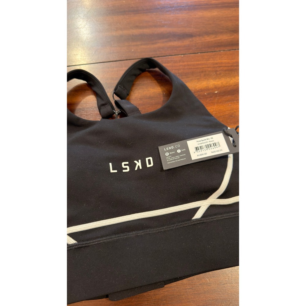 LSKD Pulse Sports Bra Black White Piping WABR00251-Black Women XS NWT NEW - Picture 11 of 16